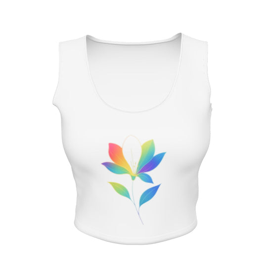 Camiseta Corta con Diseño de Flor Arcoíris – Edición Auremirah